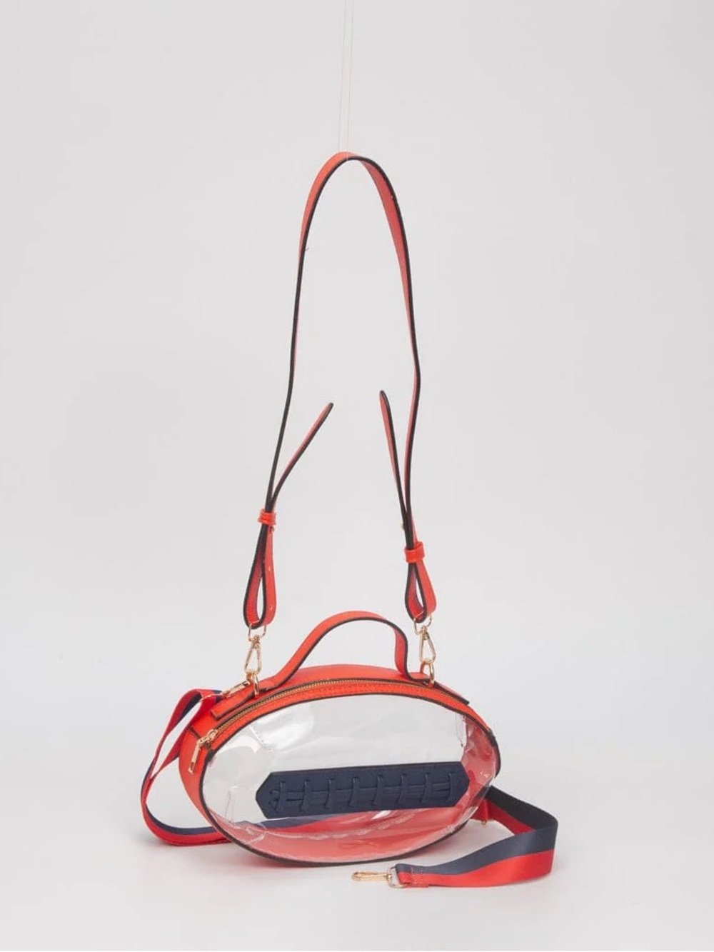 Clear Oval Crossbody Bag with Orange Trim - Picture 2 of 3